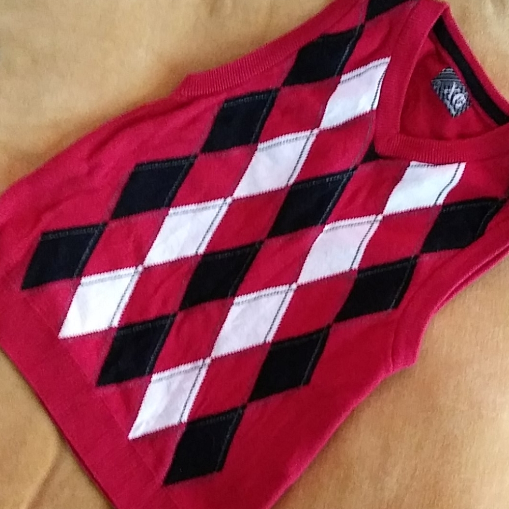 XG Argyle Boy’s Red, Black, & White Vest